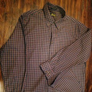 Men's XL brown and blue check-pattern button down from Heimie's Haberdashery